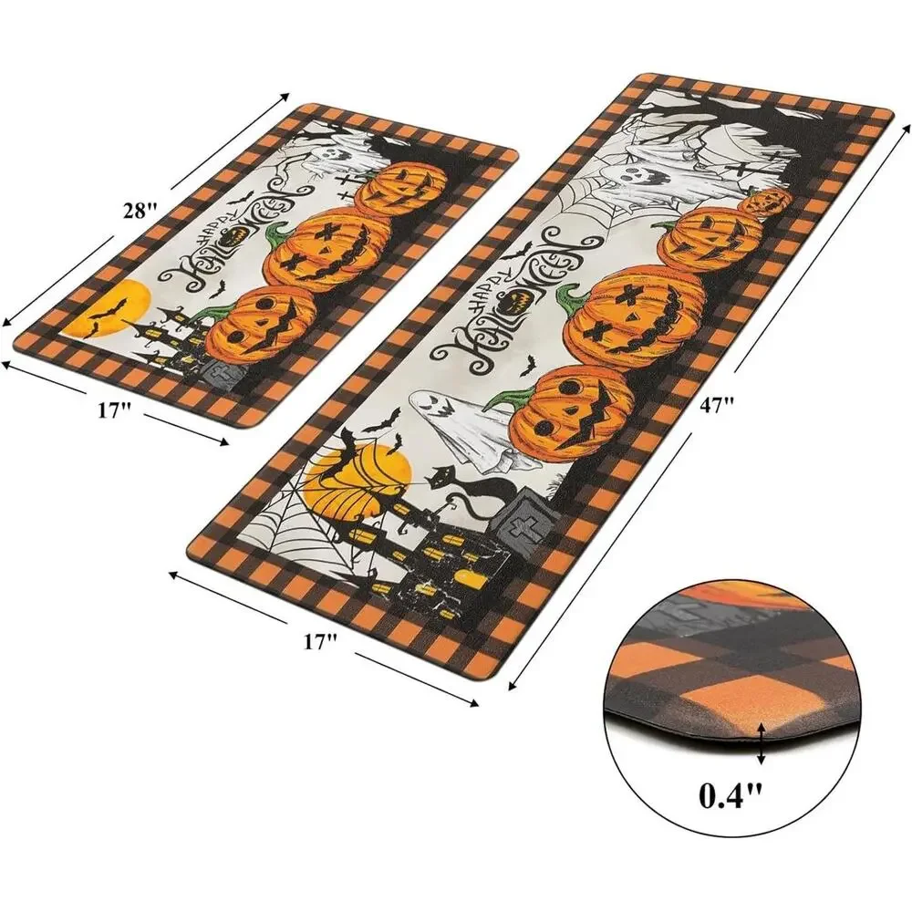 Pauwer Anti Fatigue Kitchen Mats Set of 2 Happy Halloween Pumpkins Ghosts NEW